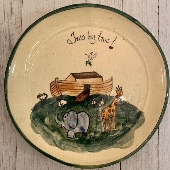 G Miller Other - Vintage Noahs Ark Art Pottery Plate TWO BY TWO Animals 8.25” Signed G Miller